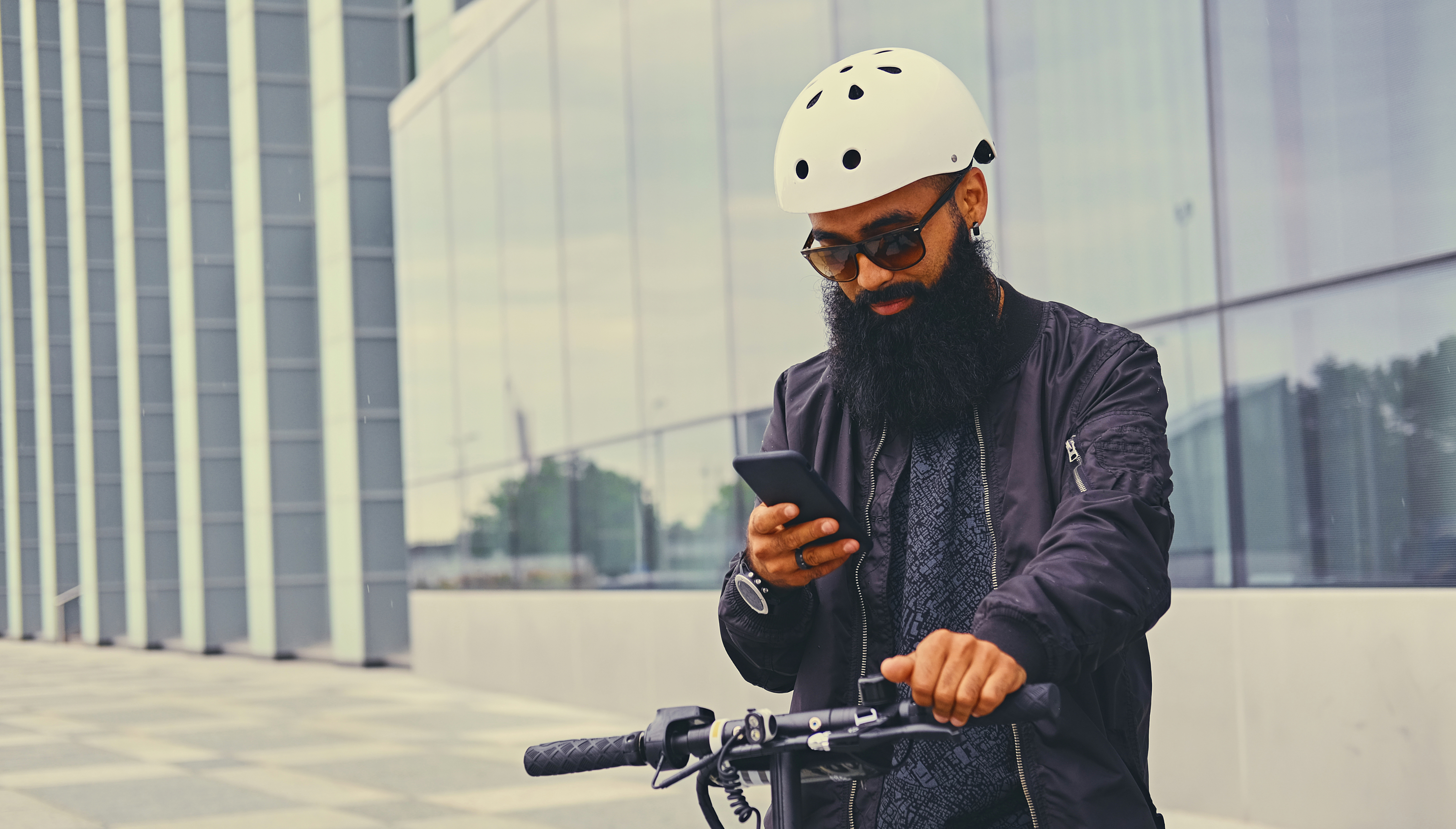 Man with Bicycle Image